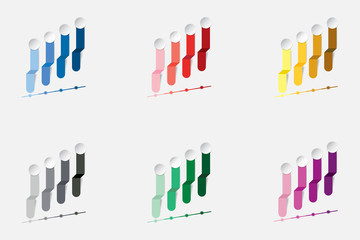 Colorful set of six  infographic vectors
