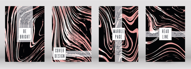 Trendy Marble Cover Design for your Business with Abstract Lines. Futuristic Poster, Flyer, Layout with Liquid Pattern for Branding, Identity, Annual Report. Vector minimalistic brochure. Luxury.