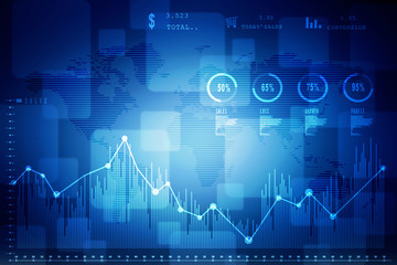 2d rendering Stock market online business concept. business Graph 