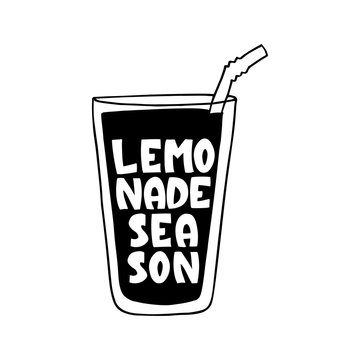 black lemonade season drink with straw clip art preview