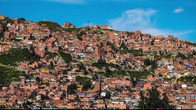 Timelapse of the city of La Paz, Bolivia. Seamless, 24 hours timelapse Includes sunrise, day with clouds, sunset and night with stars. Superfast version