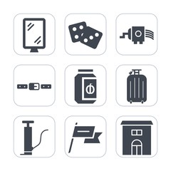 Premium fill icons set on white background . Such as cheese, grater, billboard, sign, element, food, kitchen, car, nation, business, gambling, object, street, country, dice, meat, glass, traffic, jam