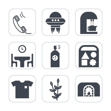 Premium fill icons set on white background . Such as harvest, coffee, shirt, food, vehicle, drink, family, cafe, grain, table, spaceship, new, agriculture, toy, caffeine, paint, ufo, technology, white