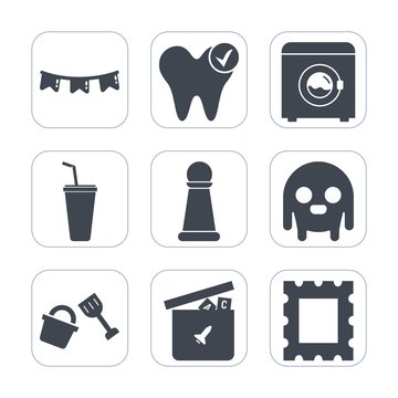 Premium fill icons set on white background . Such as shovel, game, dentist, healthy, wash, holiday, strategy, border, frame, ball, space, hygiene, king, health, white, care, celebration, fiction, cold