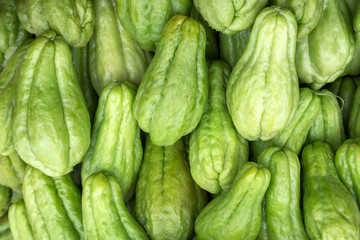Colorful shapes of Chayote fruit and Vegetables Useful to the body.