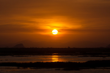 Sunset sky on the lake