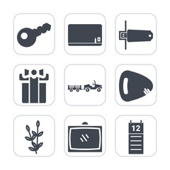 Premium fill icons set on white background . Such as plant, musical, grain, technology, flash, wheat, card, equipment, gift, security, tv, empty, texture, box, holiday, chalk, school, shipping, safe