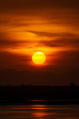Sunset sky on the lake