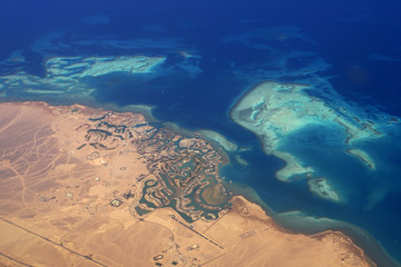 Luftaufnahme der Ferienstadt El Gouna