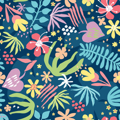 Seamless pattern with tropical plants