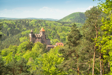 Burg Berwartstein an einem sonnigen Frühlingstag