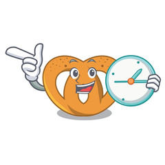 With clock pretzel character cartoon style