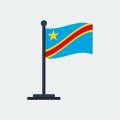 Flag Of Congo Kinshasa.Flag Stand. Vector Illustration