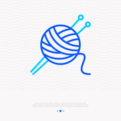 Knitting thin line icon: tangle and spokes. Modern vector illustration.