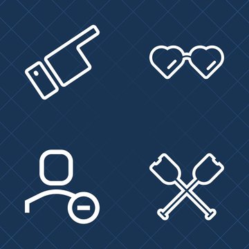 Premium set of outline vector icons. Such as account, black, oar, river, user, white, looking, eyeglasses, male, man, style, delete, sign, lifestyle, vision, pointing, hand, glasses, gesturing, canoe