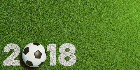 Fußball 2018 auf einem Rasen Spielfeld