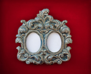 ancient elegant frame, baroque, red background