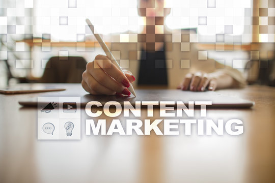 Content text on virtual screen. Business technology and internet concept.