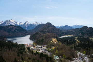 Fototapeta na wymiar Alpsee alpen Schwansee Schloss Hohenschwangau Schwangau 