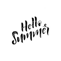 Hand drawn lettering phrase Hello summer