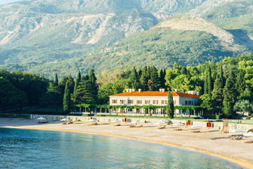 The most beautiful resort of the Budva riviera surrounded by park, famous Queen's Beach, The Villa Milocer, Montenegro.