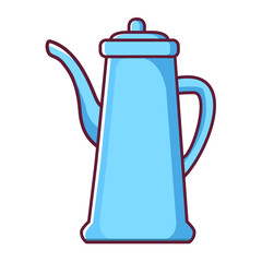 Ancient a retro a coffee pot for preparation of hot drink. Kitchen utensils. The line an art a flat vector.Eleent of design for the website or a game.