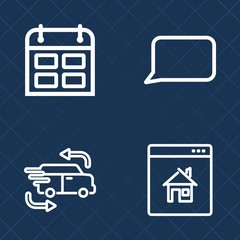 Premium set of outline vector icons. Such as computer, buy, business, communication, timetable, freight, truck, courier, cargo, speed, message, talk, schedule, day, plan, vehicle, fast, dialog, online