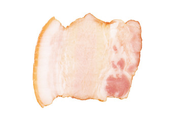 Slice of bacon on a white background