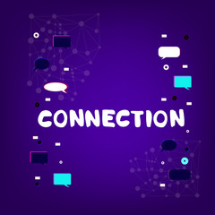 Naklejka premium Connection handwritten phrase on dark background. Vector illustration.