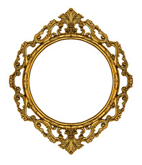 Golden frame isolated on white background, including clipping path