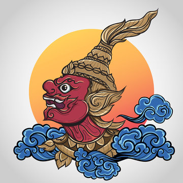 Naklejki ramayana giant thailand art, Vintage traditional Thai style, vector illustration.