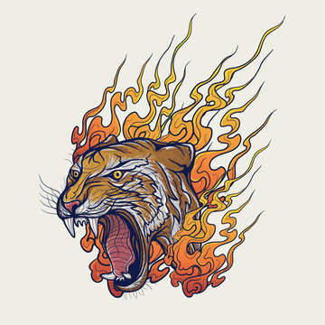 Japanese style tiger vector illustration