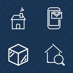 Obraz premium Premium set of outline vector icons. Such as estate, website, box, family, new, phone, 3d, building, technology, residential, mobile, paper, modern, search, web, property, presentation, computer, mail