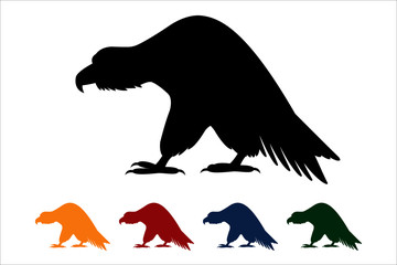 Predatory bird icon, black silhouette on white background
