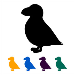 Puffin icon, black silhouette on white background