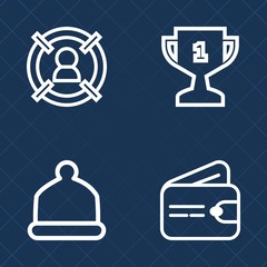 Premium set of outline vector icons. Such as money, style, win, pay, leader, victory, white, dollar, businessman, success, hat, winner, purse, fashion, wallet, man, crm, marketing, aim, concept, award