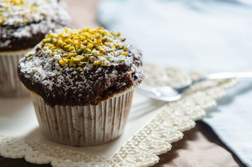 chocolate muffin with grains