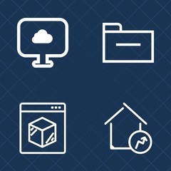 Obraz premium Premium set of outline vector icons. Such as real, logistic, information, storage, market, archive, web, freight, paper, transportation, online, business, work, transport, box, folder, technology