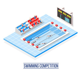 Swimming Competition Isometric Composition