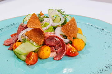 Salad with smoked sausage