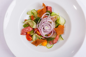 Salad with smoked sausage