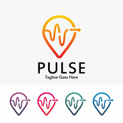 Pin Pulse Logo Vector Design Template