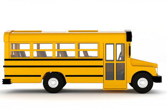 3d rendering yellow school bus on white background isolated