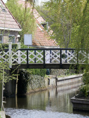 Bridge over canal in Dutch fishing village
