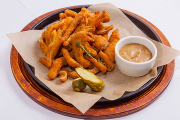 Chicken in batter and the sauce