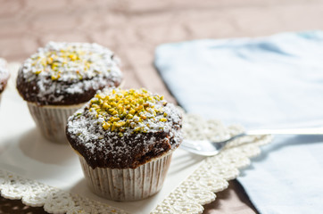 chocolate muffin with grains
