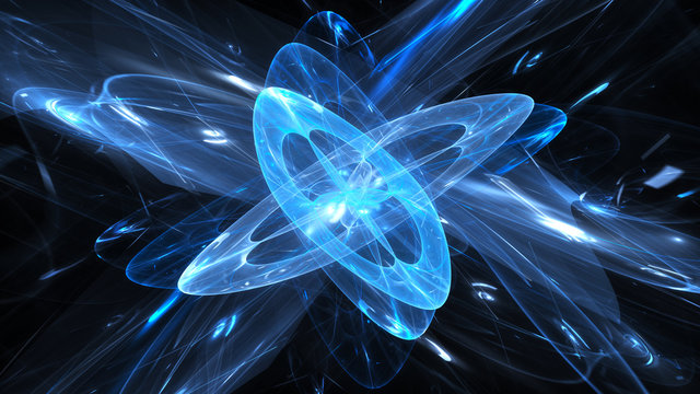 Blue glowing magical quantum in space