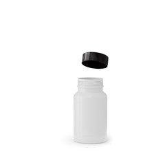 plastic white bottle white background 3d illustration