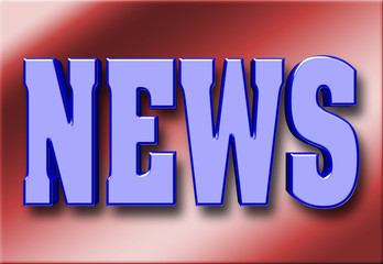 Stock Illustration - Large Blue Metallic Text: News, 3D Illustration.