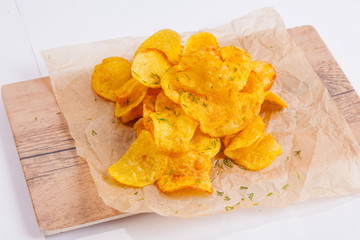 Potato chips on parchment